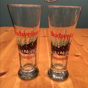 VINTAGE BUDWEISER CLYDESDALE PILSNER GLASSES 1988 WINTER VINTAGE CHRISTMAS